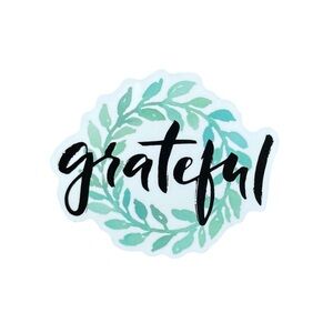 Grateful Glossy Sticker with Green Leaf Design for Laptop Notebook Kindle Decor